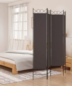 vidaXL 4-Panel Room Divider Brown 160x200 cm Fabric