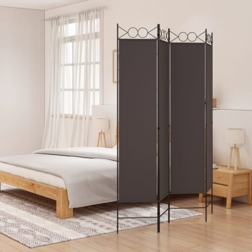 vidaXL 4-Panel Room Divider Brown 160x200 cm Fabric