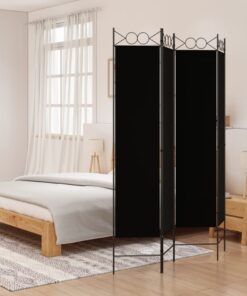 vidaXL 4-Panel Room Divider Black 160x200 cm Fabric