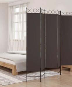 vidaXL 5-Panel Room Divider Brown 200x200 cm Fabric