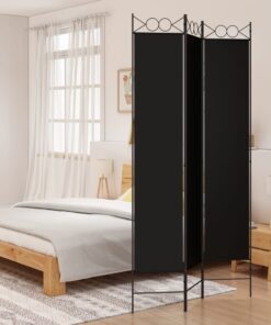 vidaXL 3-Panel Room Divider Black 120x220 cm Fabric