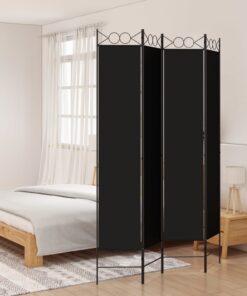 vidaXL 4-Panel Room Divider Black 160x220 cm Fabric