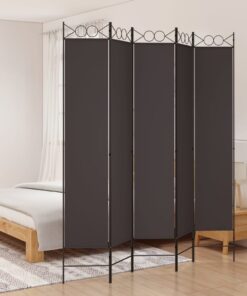 vidaXL 5-Panel Room Divider Brown 200x220 cm Fabric