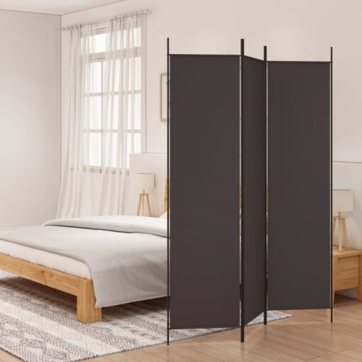 vidaXL 3-Panel Room Divider Brown 150x200 cm Fabric