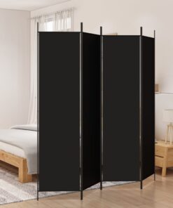 vidaXL 4-Panel Room Divider Black 200x200 cm Fabric