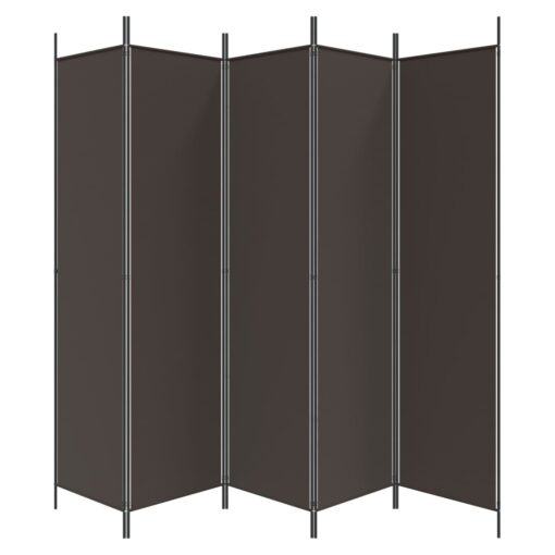 5-Panel Room Divider Brown 250x200 cm Fabric - Image 2