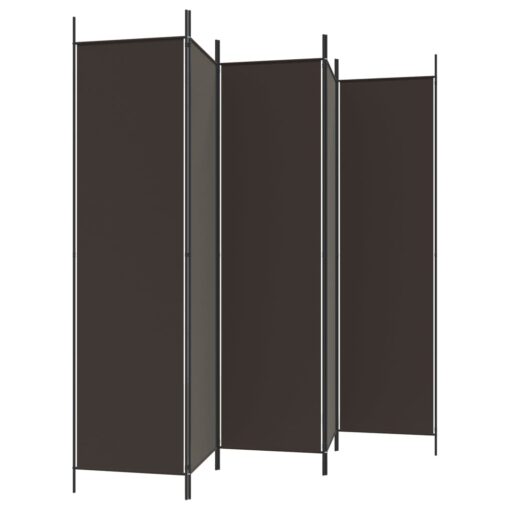5-Panel Room Divider Brown 250x200 cm Fabric - Image 3