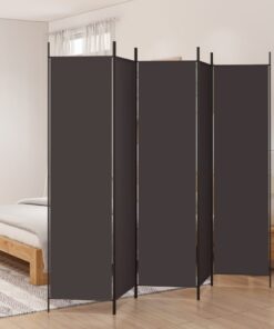 vidaXL 5-Panel Room Divider Brown 250x200 cm Fabric