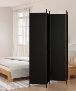 vidaXL 4-Panel Room Divider Black 200x220 cm Fabric