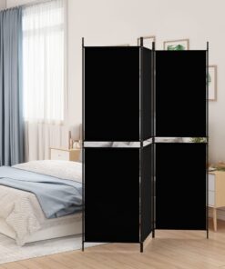 vidaXL 3-Panel Room Divider Black 150x180 cm Fabric