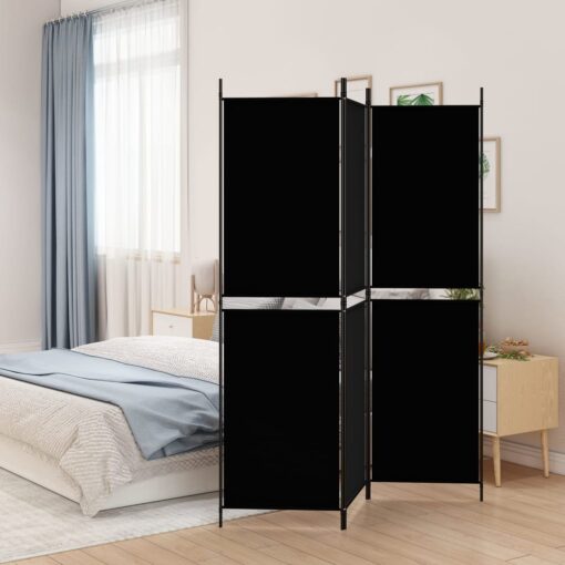 vidaXL 3-Panel Room Divider Black 150x180 cm Fabric