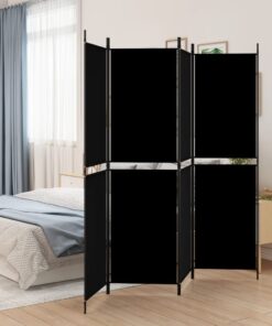 vidaXL 4-Panel Room Divider Black 200x180 cm Fabric