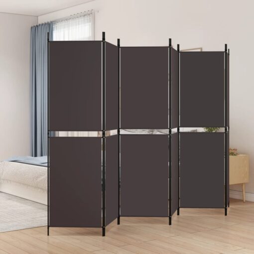 vidaXL 6-Panel Room Divider Brown 300x180 cm Fabric