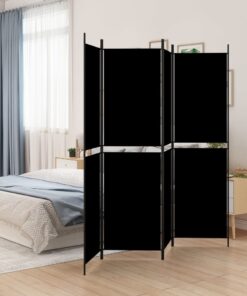 vidaXL 4-Panel Room Divider Black 200x200 cm Fabric