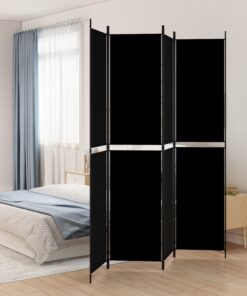 vidaXL 4-Panel Room Divider Black 200x220 cm Fabric