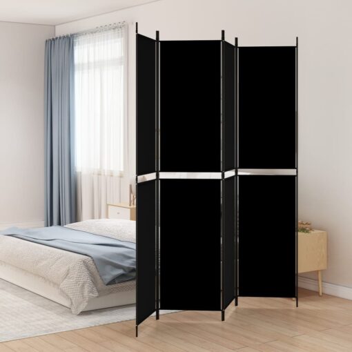 vidaXL 4-Panel Room Divider Black 200x220 cm Fabric