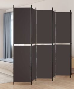 vidaXL 6-Panel Room Divider Brown 300x220 cm Fabric