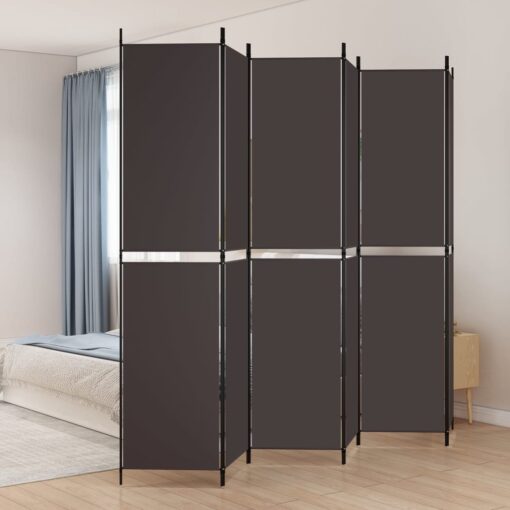 vidaXL 6-Panel Room Divider Brown 300x220 cm Fabric