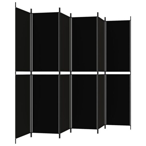 6-Panel Room Divider Black 300x220 cm Fabric - Image 2