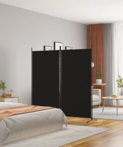 vidaXL 2-Panel Room Divider Black 175x180 cm Fabric