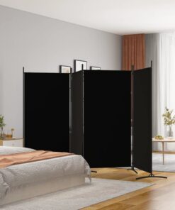 vidaXL 4-Panel Room Divider Black 346x180 cm Fabric