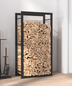 vidaXL Firewood Rack Matt Black 50x28x94 cm Steel