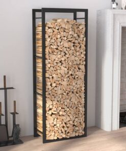 vidaXL Firewood Rack Matt Black 50x28x132 cm Steel
