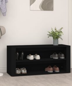 vidaXL Shoe Rack Black 100x35x45 cm Engineered Wood