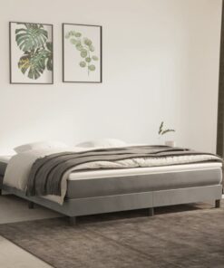 vidaXL Box Spring Bed Frame Light Grey 180x200 cm Super King Velvet