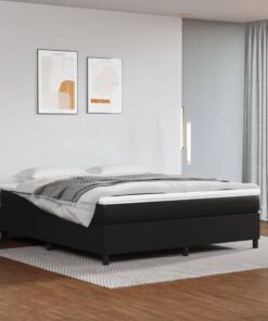 vidaXL Bed Frame without Mattress Black 180x200 cm Super King Faux Leather