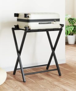 vidaXL Luggage Rack Black 68.5x38x58 cm Bamboo