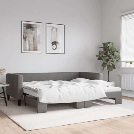 vidaXL Daybed with Trundle without Mattress Dark Grey 90x190 cm Single