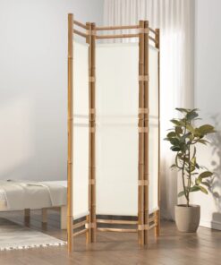 vidaXL Folding 3-Panel Room Divider 120 cm Bamboo and Canvas