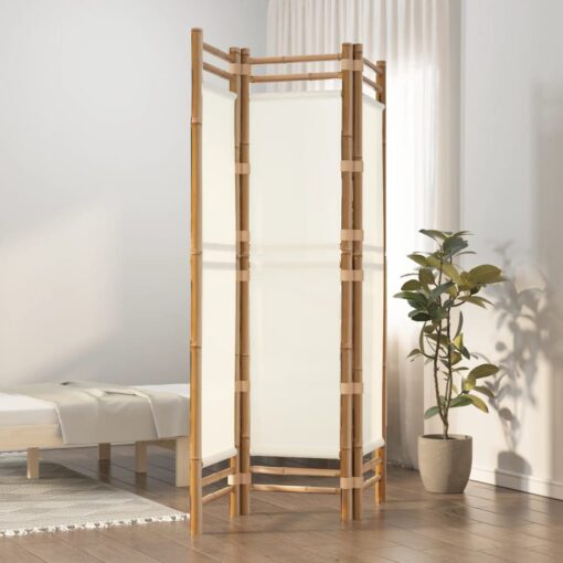 vidaXL Folding 3-Panel Room Divider 120 cm Bamboo and Canvas