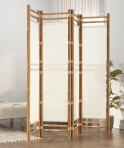 vidaXL Folding 4-Panel Room Divider 160 cm Bamboo and Canvas