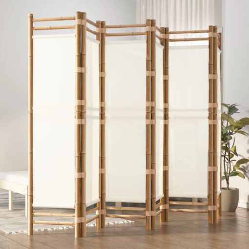 vidaXL Folding 6-Panel Room Divider 240 cm Bamboo and Canvas