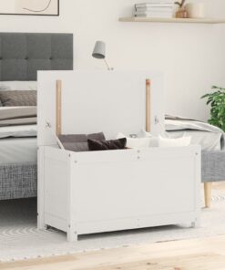 vidaXL Storage Box White 80x40x45.5 cm Solid Wood Pine