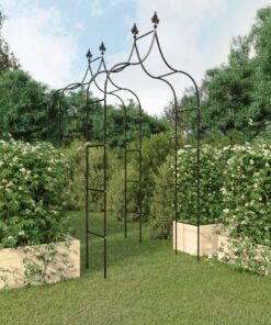 vidaXL Garden Arches 2 pcs Black 120x38x260 cm Steel