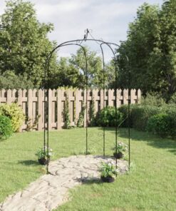 vidaXL Garden Arch Black Ø180x255 cm Steel