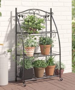 vidaXL Flower Rack Black 56x30x96 cm Steel