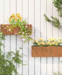 vidaXL Wall Planters 2 pcs Rusty Corten Steel 53x10x17 cm