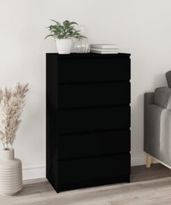 vidaXL Drawer Cabinet Black 60x36x103 cm Engineered Wood