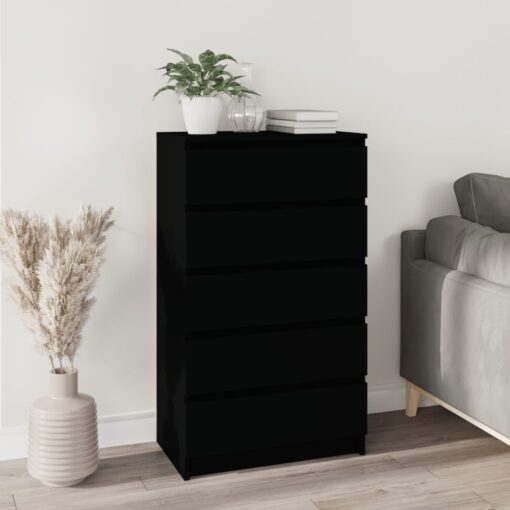 vidaXL Drawer Cabinet Black 60x36x103 cm Engineered Wood