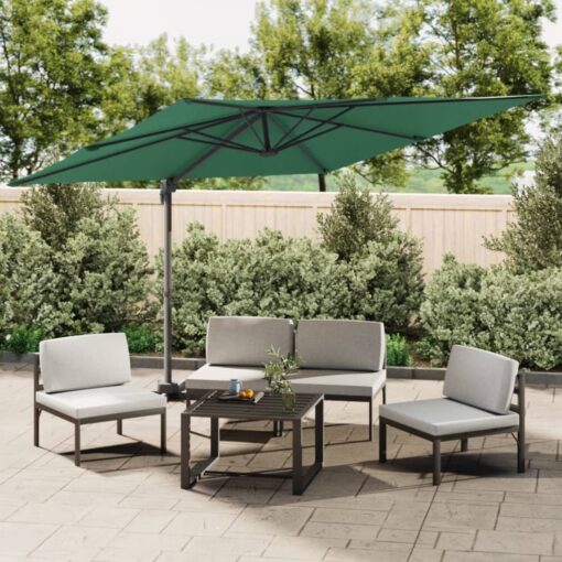 vidaXL Cantilever Umbrella with Aluminium Pole Green 400x300 cm