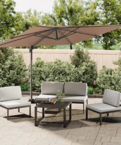 vidaXL Cantilever Umbrella with Aluminium Pole Taupe 400x300 cm