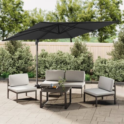 vidaXL Cantilever Umbrella with Aluminium Pole Black 300x300 cm