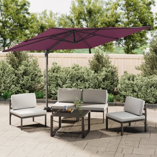 vidaXL Cantilever Umbrella with Aluminium Pole Bordeaux Red 400x300 cm