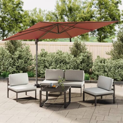 vidaXL Cantilever Umbrella with Aluminium Pole Terracotta 400x300 cm