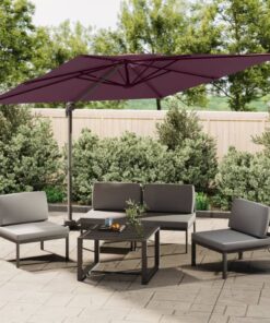 vidaXL Double Top Cantilever Umbrella Bordeaux Red 400x300 cm