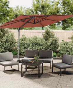 vidaXL Double Top Cantilever Umbrella Terracotta 400x300 cm